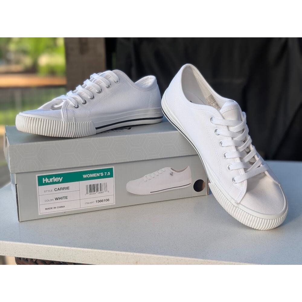 Hurley Low Top Shoes Womens Carrie Canvas Sneakers Size 7.5M White